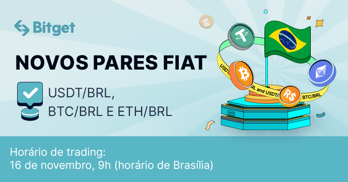 bitget_pt's tweet photo. A #Bitget está lançando pares de criptomoedas com reais $BRL!

📅 Início da negociação - 16 de novembro, 9h de Brasília. 

✅Negocie $USDT/$BRL, $BTC/$BRL e $ETH/$BRL no mercado spot da Bitget hoje! 

Registre-se agora: https://t.co/5Pkeb1Da4E

Saiba mais: https://t.co/EbsJbP4vmI https://t.co/5LoLbw3Si2