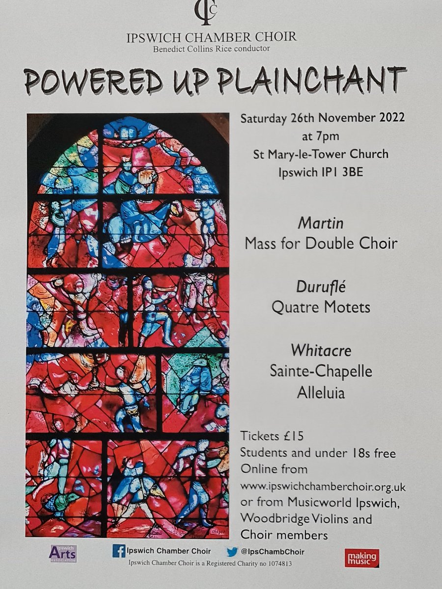 Just 11 days to go before this concert of sumptuous music by Martin, Durufle and Whitacre. Tickets are available from the choir's website - this is not to be missed!