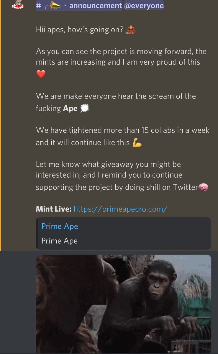 DegenYatch's tweet photo. Gm #crofam &amp; Apes 🦧❤️

New announcement day, come and visit us on our discord channel:

Link discord: https://t.co/4zxtFgbPAl

Mint live: https://t.co/KxuITiSfuz

#CRO #cro #Crypto #CryptoCom #Cronos #CronosNFT #CronosChain https://t.co/Lmoc6yLsef
