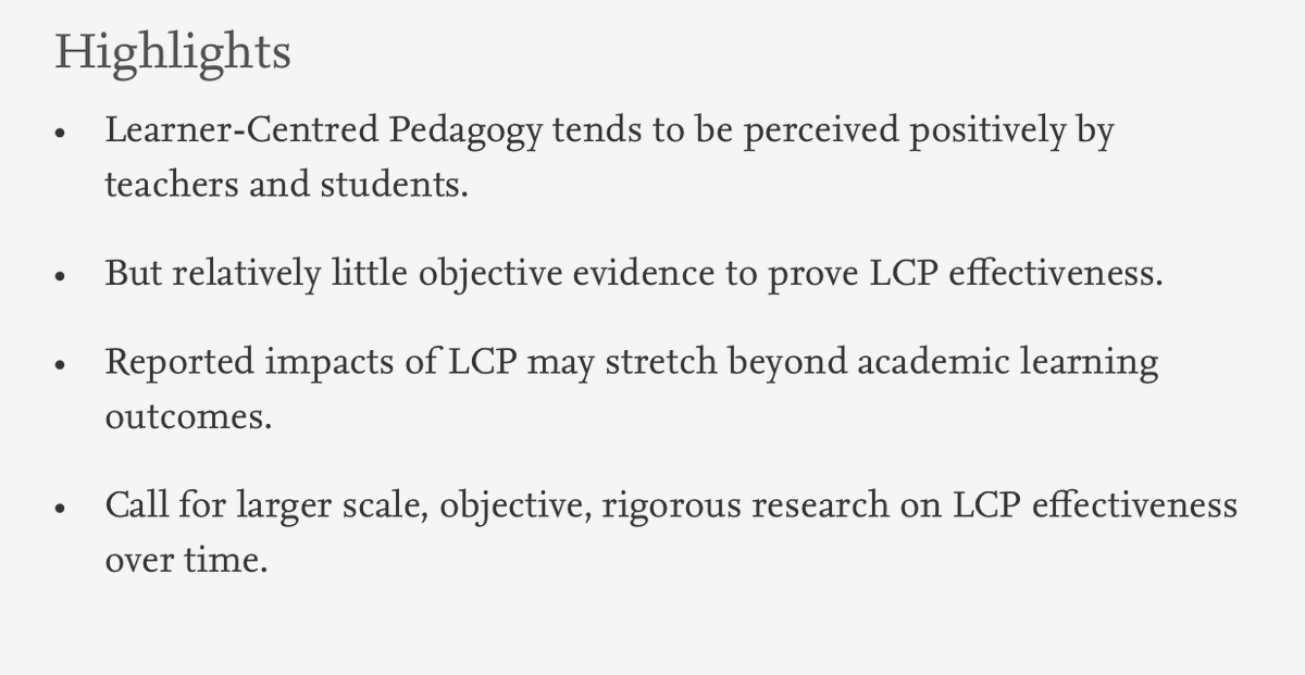 tombennett71's tweet photo. Large study of Learner-Centred Pedagogy shows little evidence of any benefit, despite massive advocacy from, among others, UNESCO and the World Bank. It's almost as if magical thinking about education doesn't work  https://t.co/RL7tWulKMt https://t.co/wplkX8HcOI