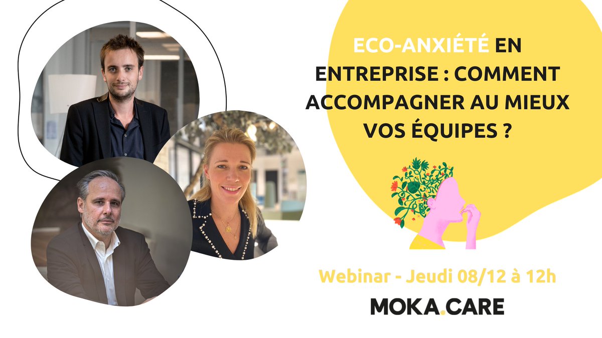 moka_care's tweet image. 5% de la population vivrait de l’#écoanxiété. 
Il y a donc fort à parier que certains de vos collaborateurs soient concernés.

👉🏼 Qu&apos;est-ce que l&apos;éco-anxiété ?
👉🏼 Comment y répondre concrètement en entreprise ?

🗓 RDV le 08/12 à 12h avec nos experts !
bit.ly/eco-anxiete-mo…