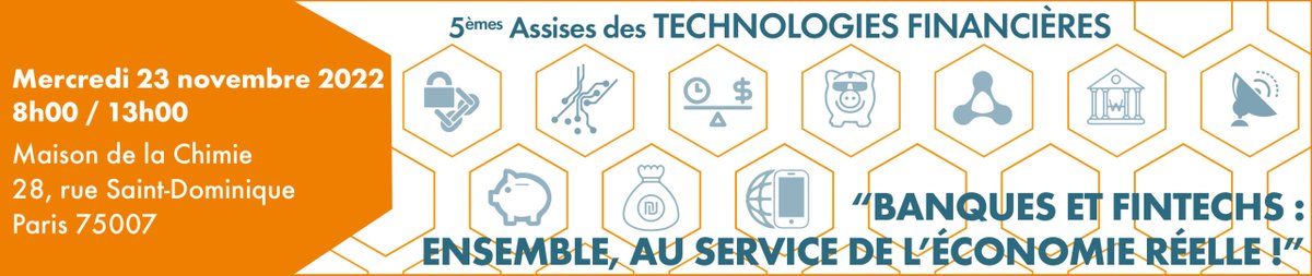Assises des technologies financières, <a href="/fil_Aromates/">Aromates</a>
📣 Banques et #fintech : ensemble, au service de l'économie réelle
📆 mercredi 23 novembre
➭ Une matinée consacrée aux enjeux de l'innovation dans le secteur financier
Programme et inscription 🔗 technologiesfinancieres.aromates.fr