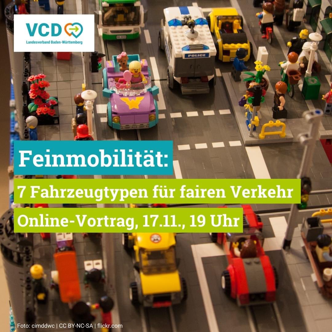 7 Fahrzeugtypen, je nach Größe, Gewicht und Geschwindigkeit: das ist  #Feinmobilität. So könnten wir öffentlichen Raum fairer verteilen. 19 h morgen mit Gabriele Steffen und Konrad Otto-Zimmermann von „The Urban Idea“. 👉 : t1p.de/ew2gy <a href="/VCDeV/">VCD</a> <a href="/SudbadenVcd/">VCD Regionalverband Südbaden</a> <a href="/MOWABW/">Mobilitätswende-Allianz Baden-Württemberg</a>