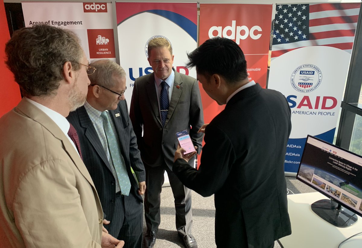 ADPCnet's tweet photo. ADPC Exec. Dir. Hans Guttman and @USAID Assistant Administrator of the Bureau for Asia, Michael Schiffer, discussed opportunities to strengthen programmatic synergies in #ClimateChange, #DRR, and #Gender, including the @SERVIRGlobal initiative.
@USAIDAsia @NASA_Marshall https://t.co/PZ9FrSG8UW