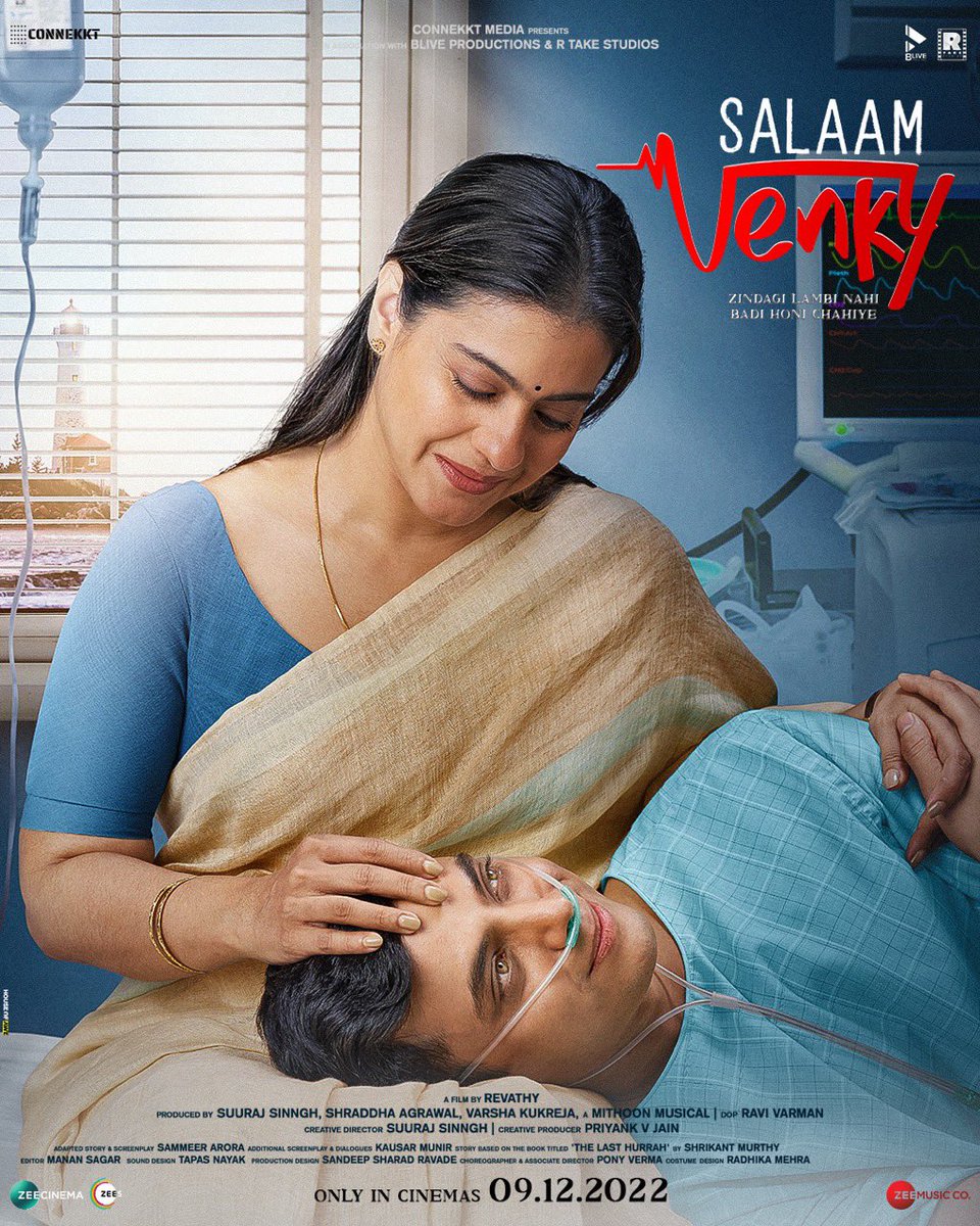 itsKajolD's tweet photo. Be Alive ✨ Be Inspiring ✨Be VENKY!

#SalaamVenky releasing on 9th December in cinemas near you

#AshaRevathy @itsKajolD #AamirKhan @vishaljethwa06 @RahulBose1 @RK1610IsMe @AahanaKumra @isinghsuraj @shra2309 #varshakukreja @Mithoon11 @dop_ravivarman @priyankvjain @BliveProd https://t.co/QhLYzt6ZGF