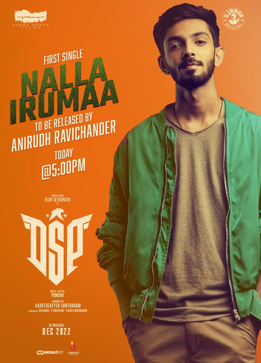 #DSP First Single #NallaIrumaa Will be launched by RockStar @anirudhofficial today at 5pm
