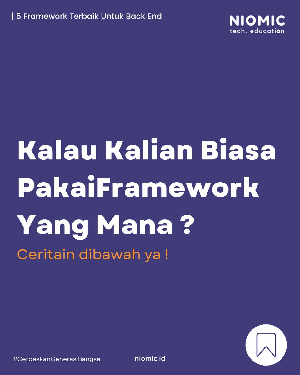 niomicID's tweet photo. Kamu Harus Tau Nih π€©
.
5 Recomendasi Framework Terbaik Untuk Back End π§
.
#niomic #belajarprogramming #tech #programmer #cerdaskangenerasibangsa #programmerindonesia #programming #technology #facts #developer #backend https://t.co/V4S9E2ftsS