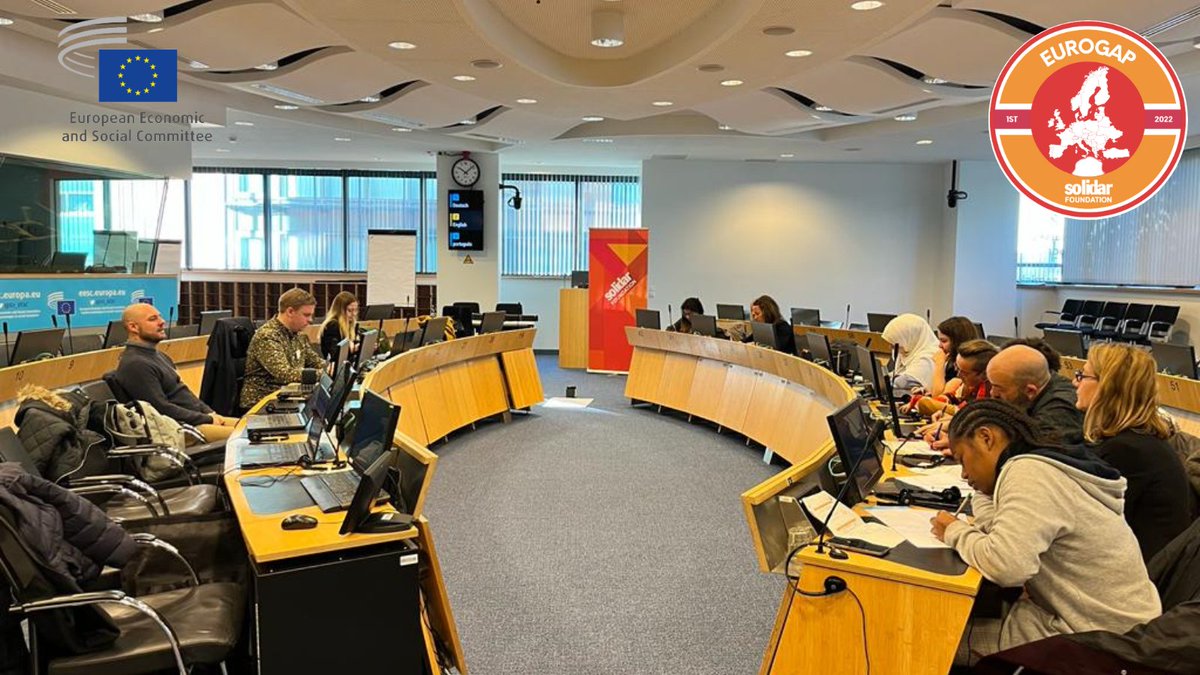 Solidar_EU's tweet photo. 🇪🇺The 3rd day of EUROGAP has started at the @EU_EESC with @MariaNikolo talking on how the EU green deal can guarantee a just and social transition. Our participants are now exploring what our European network and @Solidar_EU can do to support their work
#Eurogap #JustTransition https://t.co/ei1q47bMV3