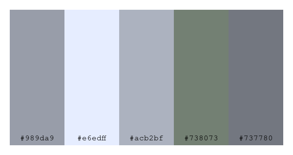 ColPaletteBot's tweet photo. Beep beep, here's a pretty color palette for you!
color-scheme.js parameters used:
- hue: 27
- variation: pale
- colors: #989da9, #e6edff, #acb2bf, #738073, #737780
Have a lovely day!
#twitterbot #colorpalette #colors #palette #prettycolors https://t.co/TaTHRh07Sa
