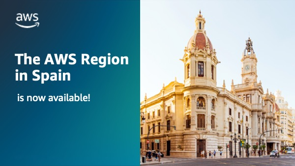 bigtuft's tweet photo. AWS Spain is now available!

The new AWS Region in Spain allows customers to store data locally, run applications with lower latency, and innovate with the world's most widely adopted cloud offering  https://t.co/2KcBkd3dQ2 https://t.co/8bOyYJeMQu