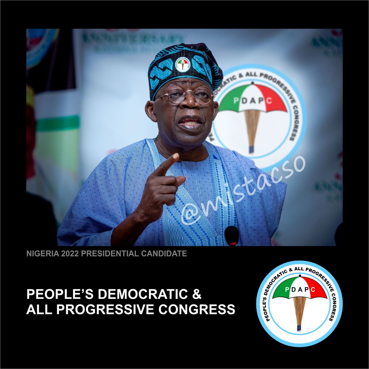 mistacso's tweet photo. "God Bless PD-APC"
~ #Tinubu #viral 
#MistaCSO https://t.co/JQaaefZFv7