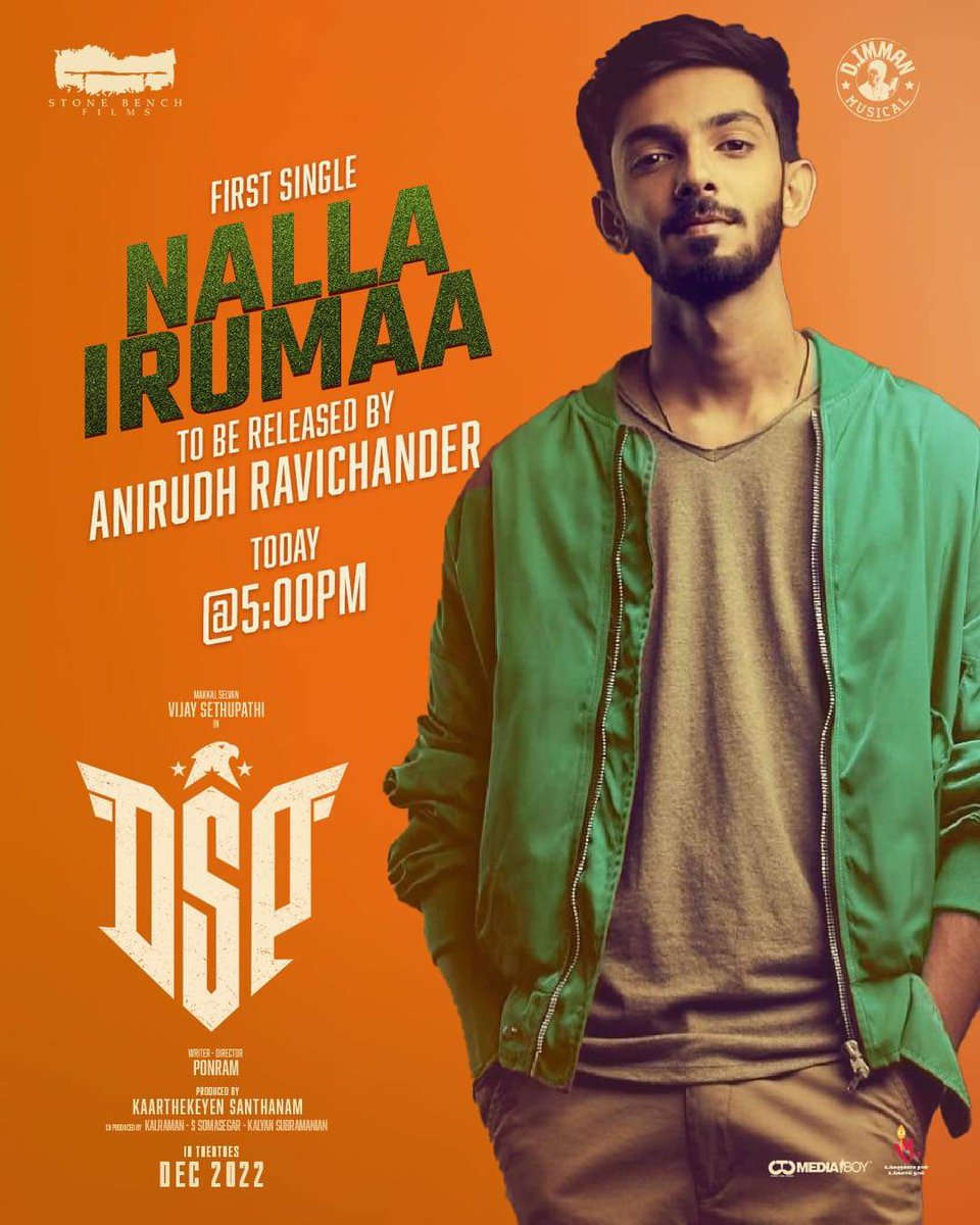 #DSP First Single #NallaIrumaa ll be launched by RockStar @anirudhofficial today at 5pm

#VijaySethupathi