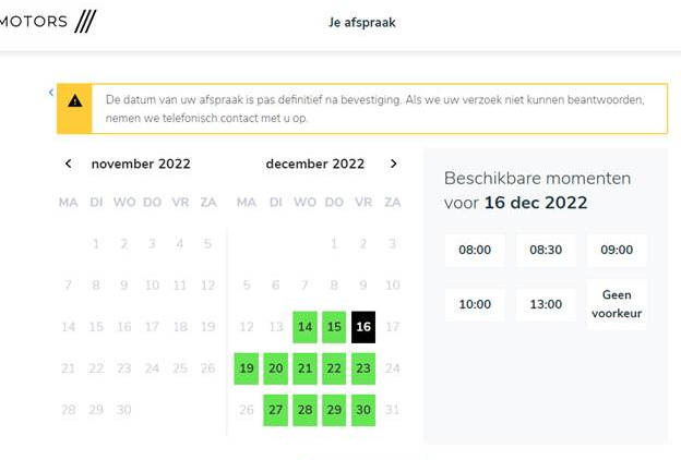 KeppensBart's tweet photo. 'Grappig': https://t.co/eUV4gQwNAG. Een online tool om een afspraak voor onderhoud in te plannen...

Maar als je dan een vrij moment kiest uit de kalender blijkt het uiteindelijk toch niet mogelijk en dan stellen ze per email een moment 1 of 2 weken later voor. @MIGMotors https://t.co/a1u1i7Mhso