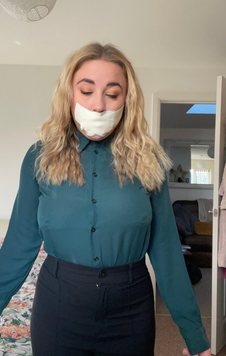 ZoeyZiptie's tweet photo. Oh I do love a classic pantie tape gag. 
Had some fun this morning #TopButtonWanker https://t.co/nHzyUcjn97