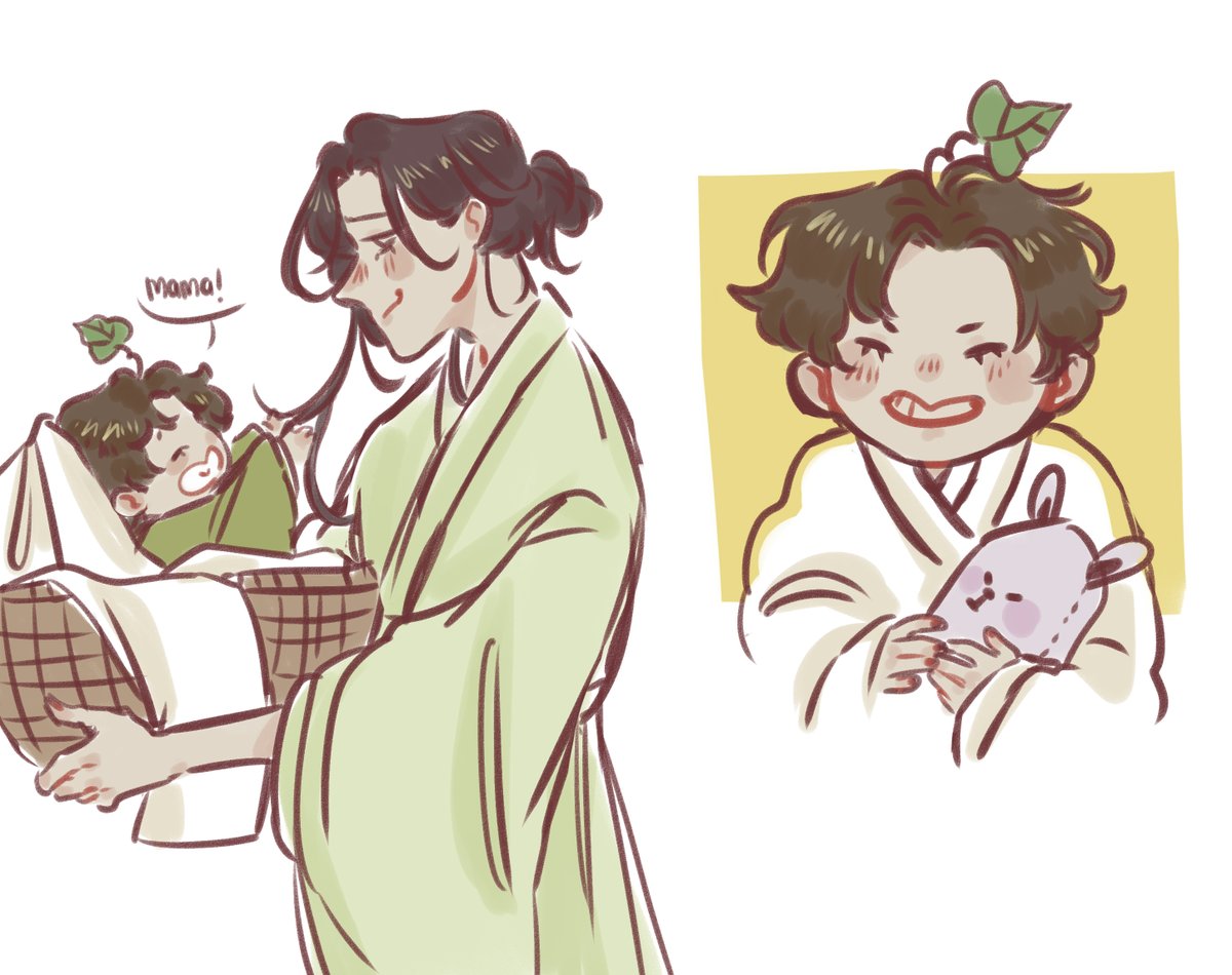 #MamaJiuWeek2022 
day 3: plant baby

farmer sj found cucumber baby sy in his garden and decided he's going to raise sy as his own
aka timun mas au