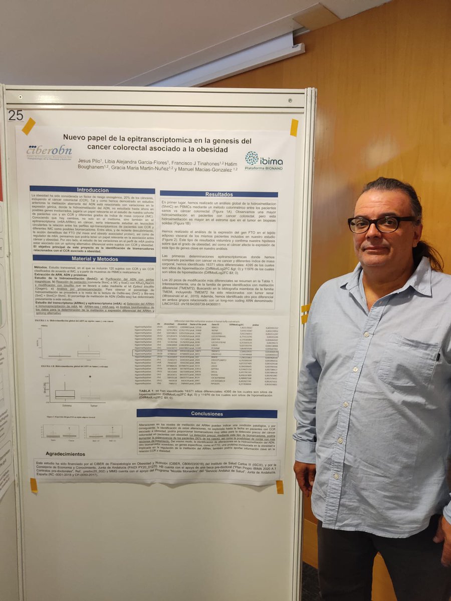 XII SYPOSIUM @CIBER_OBN Barcelona 15-16 nov 2022. Excelente trabajo innovador en epitranscriptomica en obesidad <a href="/SociedadSeedo/">SEEDO</a> <a href="/sociedadSEEN/">Sociedad SEEN</a> y cancer colorectal  por los doctores  Gracia Maria Martin <a href="/Bioredom1/">Bioredom</a> Nuñez y Dr Manuel Macias  <a href="/EpiOncObesidad/">Manuel</a>