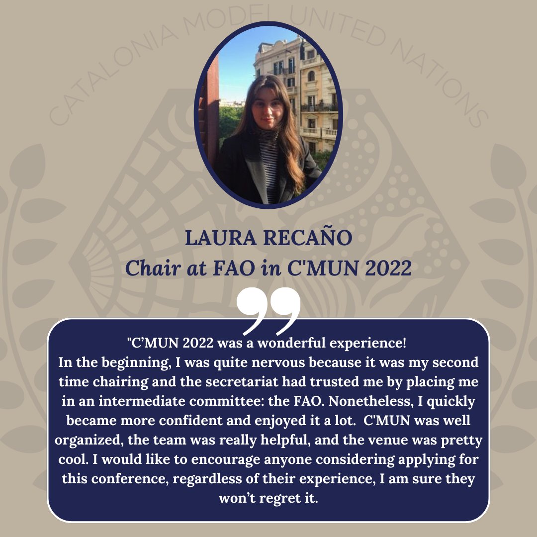 🥳 Marina Tovar and Laura Recaño, part of the chairing team in 2022, explain to us their experience at the conference and encourage more people to engage in this amazing experience!

📥 Remember that you can apply at cmunbcn.org/apply/director/.