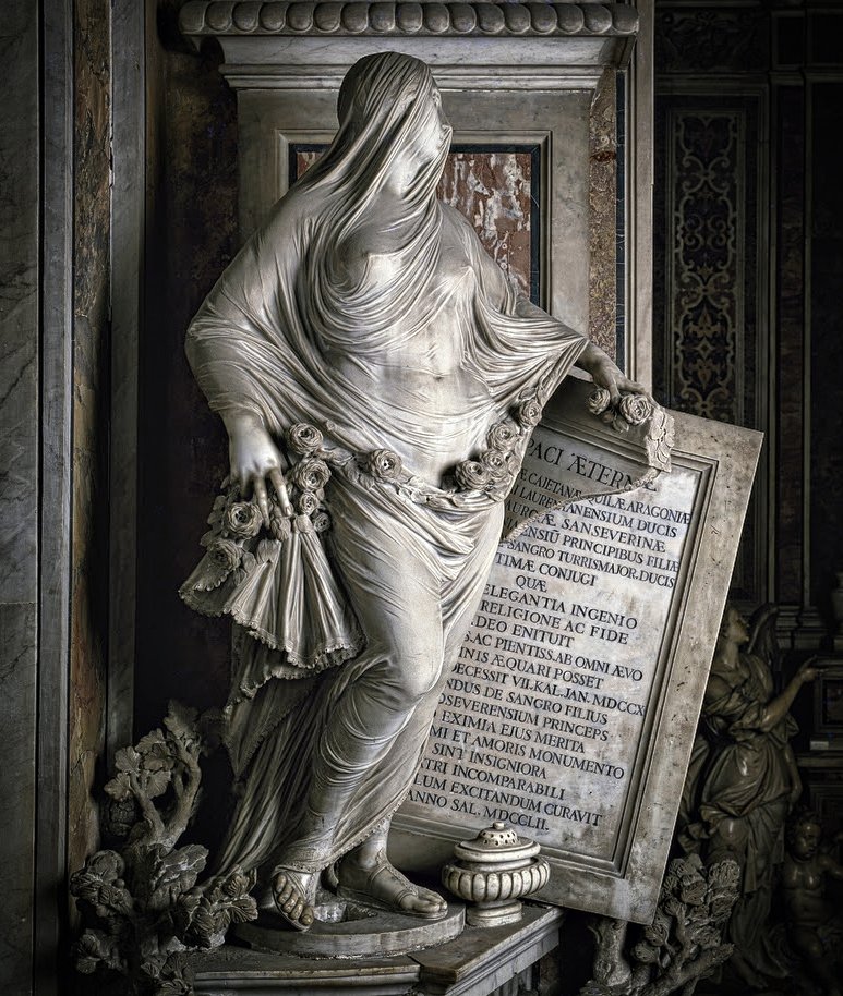 La Modestia (1752), esta impresionante escultura fue realizada en mármol por Antonio Corradini. En ella sorprende de manera especial el finísimo velo que cubre a toda la mujer. La obra se custodia en la Capilla Sansevero (Nápoles, Italia) #FelizMiercoles #BuenosDias