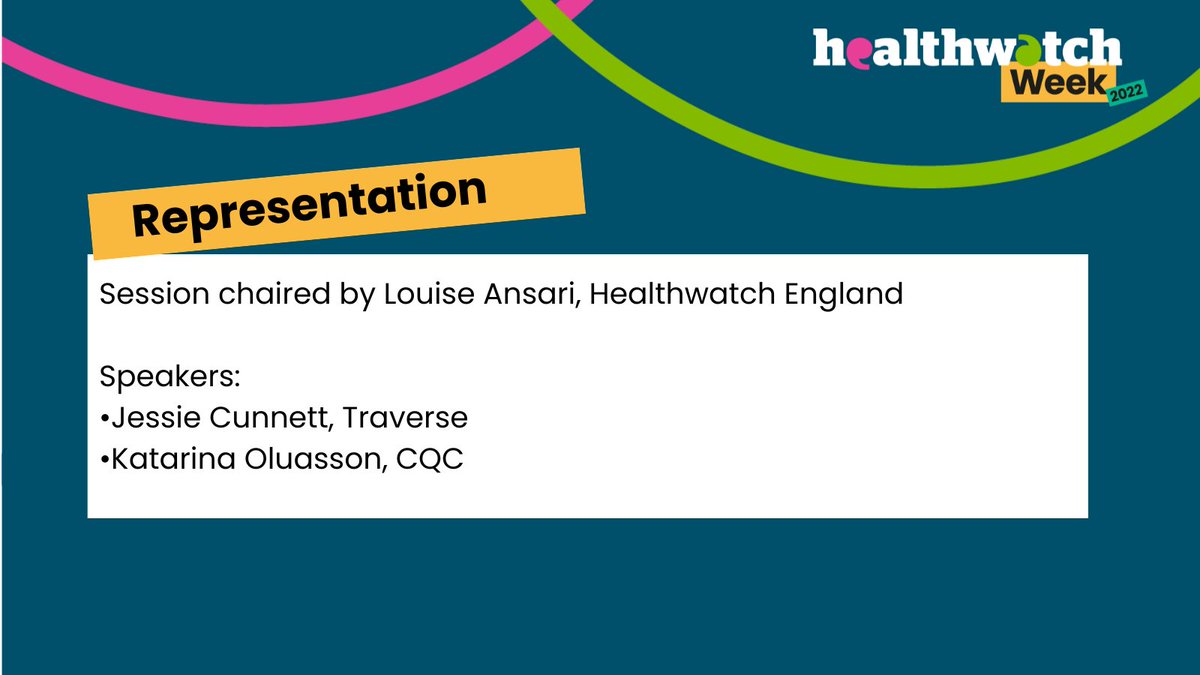 Next up, @jessiecunnett from @traversepeople and Katarina Oluasson from @CareQualityComm talk about using data to tackle health inequalities and reach underrepresented communities. #Healthwatch22