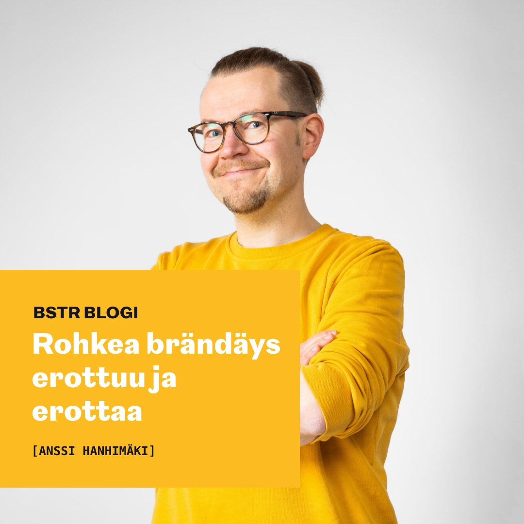 Rohkea #brändäys erottuu ja erottaa. Lue #BSTR:n konseptisuunnittelija Anssin blogista, miksi ja miten yrityksen kannattaa rakentaa brändiään, eikä jättää mielikuvien muodostamista yleisön vastuulle: bit.ly/3g50Blf

#bstrfi #markkinointitoimisto #brändi