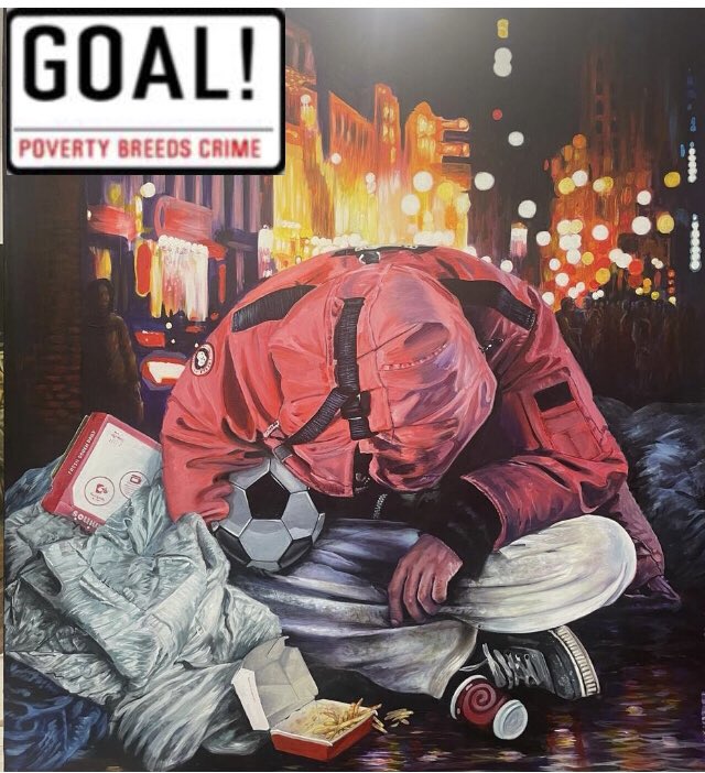 ProductPostcode's tweet photo. @LBC art exhibition highlighting inner city poverty using football as football was once a poor mans sport. Runs until the 26th November https://t.co/WAmtvcS1re