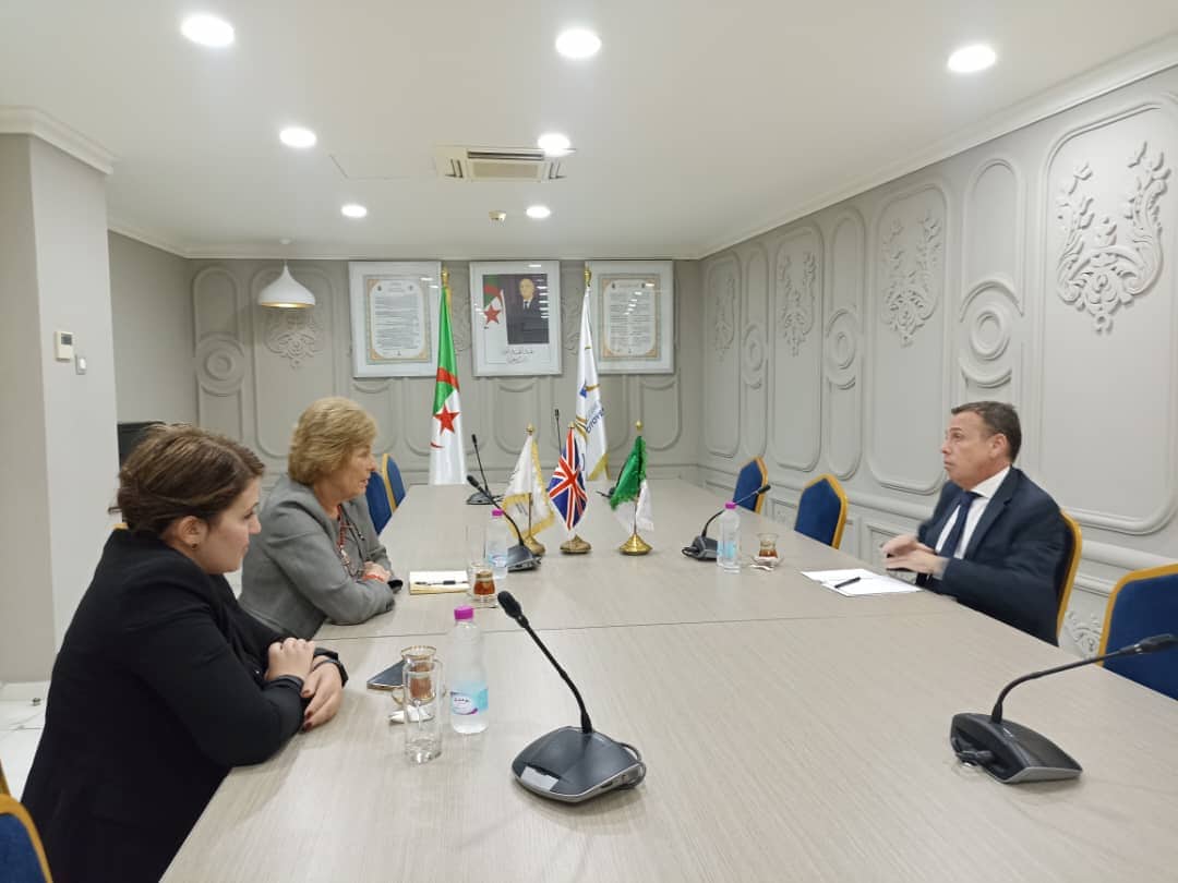 CAPCAlgerie's tweet photo. Vp en charge des Relations Internationales @mehdibendi  a reçu la pdte de @ABBCUK Lady Olga Maitland. 
Discussions sur la coopération #éco dans divers secteurs : #énergies renouvelables, #mines et accord commun d'engager des actions visant à #rapprocher les communauté d'#affaires https://t.co/TISESj1mZB