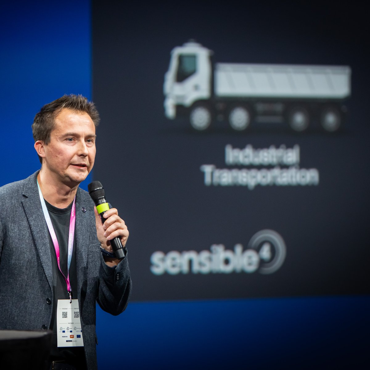sensible4ltd's tweet photo. Automating industrial transportation is a sensible idea.🚛

@HarriSantamala, CEO of @sensible4ltd on stage at Knights of @Slush event yesterday.

🤝Come and meet us: https://t.co/EsQZdqydMU

#autonomousdriving #autonomoustrucks https://t.co/PKnsvndQ1k