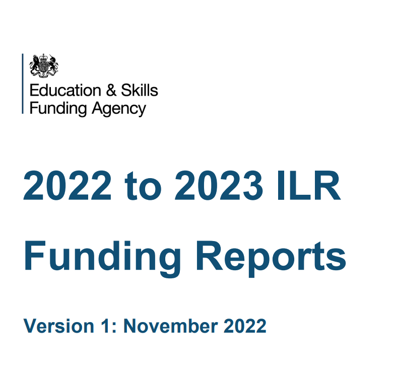 The @ESFAgov has published new guidance on ILR funding reports for FY22/23 - the guidance sets out the details of the funding reports the Agency generates when providers submit to them a return of the ILR, EAS and/or supplementary data. Download here 👇

assets.publishing.service.gov.uk/government/upl…