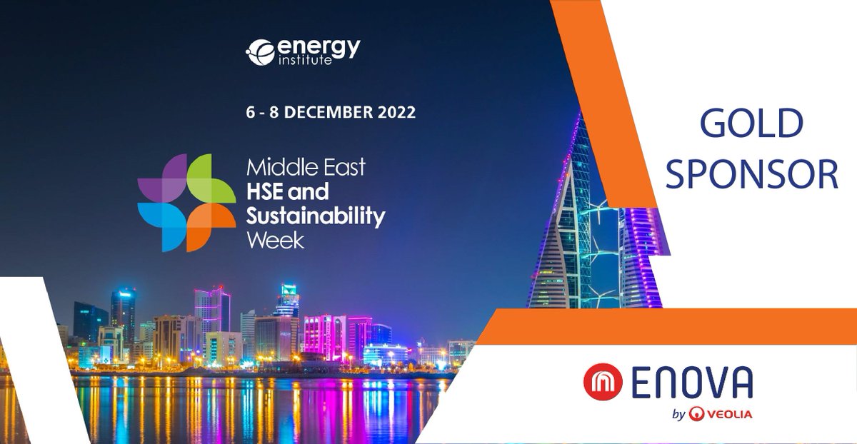 Enovame's tweet photo. Visit our team of experts in Bahrain and discuss sustainable solutions for your business! Enova is pleased to be joining Middle East HSE & Sustainability Week as a Gold Sponsor, held between December 6 - 8, 2022 at Gulf Hotel #Bahrain #MEHSE #Sustainability https://t.co/wvT9py8Czx