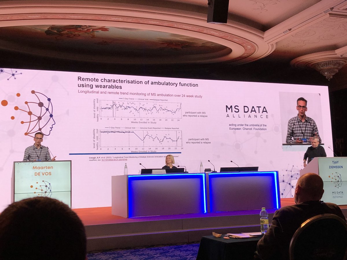 @TZiemssen and Maarten De Vos showing how wearables and smartphones can help us remotely monitoring persons with #MultipleSclerosis #PROMS #DataSavesLives
<a href="/msdataalliance/">MS Data Alliance</a>