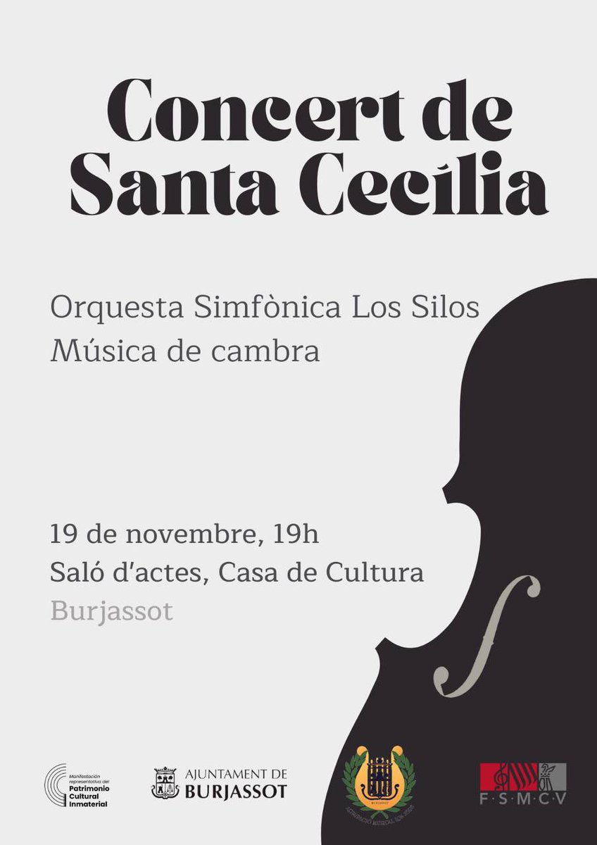 Aquest dissabte no pots faltar 😉

#SantaCecilia22 #AMLS #Burjassot #concert #orquestra