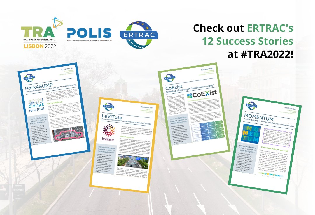 𝙃𝙖𝙥𝙥𝙮 𝘿𝙖𝙮 3️⃣of #TRA2022❕

Curious about some of the #BestPractices in #RoadTransport #research?🛣️ 

👉Check out <a href="/ERTRAC_EU/">ERTRAC</a>'s stand, featuring 12 Project Success Stories we supported through the #FUTUREHORIZON project✨

#Transport #UrbanMobility #SustainableMobility