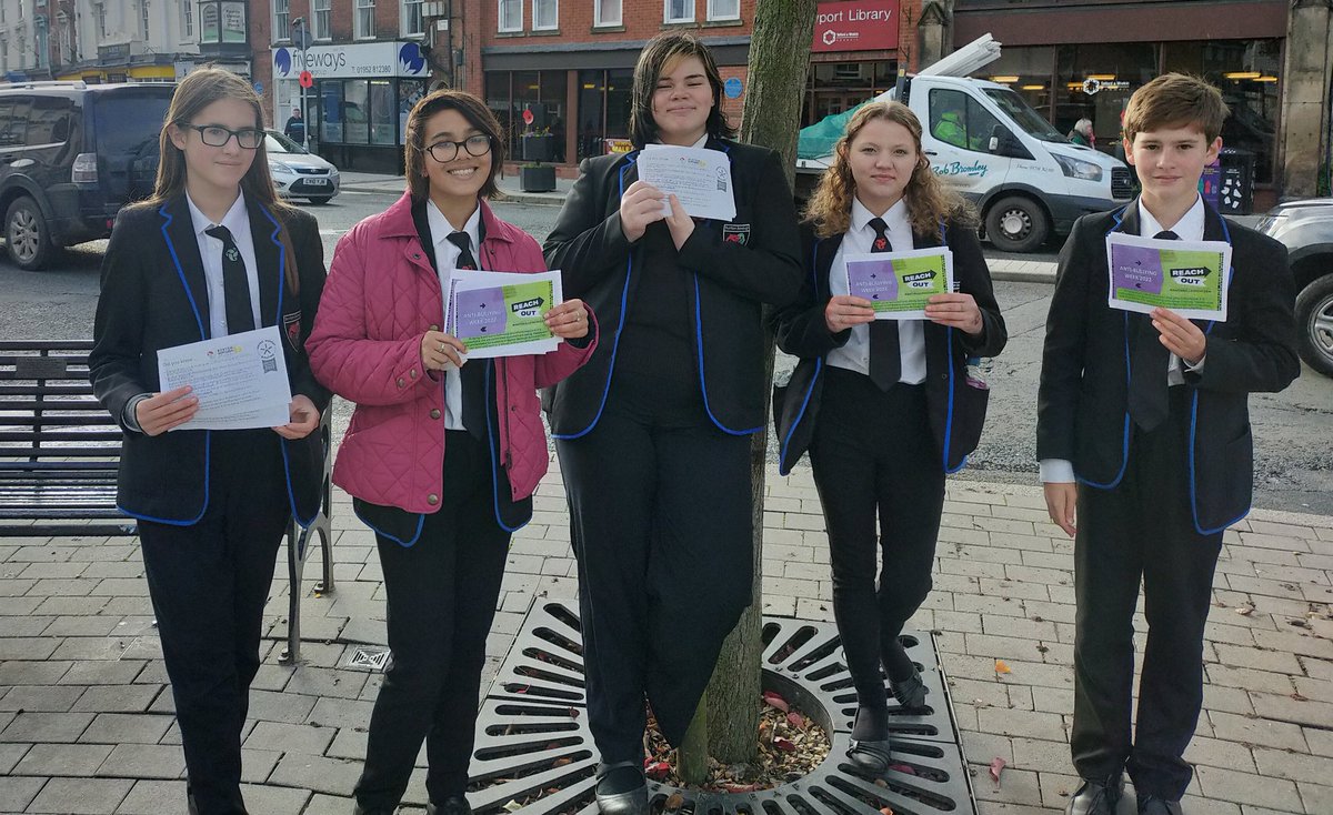 <a href="/BurtonBorough/">BBS</a> students were out in Newport town centre today raising awareness of #AntiBullyingWeek and sharing the great work that we do in school. #ReachOut