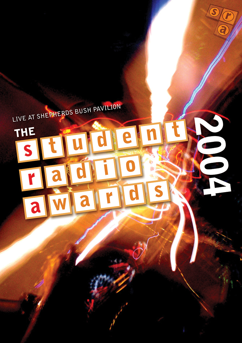 Hello world!  Many of you probably don't know that in a previous life, after being part of <a href="/RAW1251AM/">RAW 1251AM</a>, I was lucky enough to work as the designer for the <a href="/SRA/">Student Radio Association</a> Awards between 2004-10.  

It's the #SRAs tonight, so let's have a look at some! 

Here's the programme cover for 2004:
