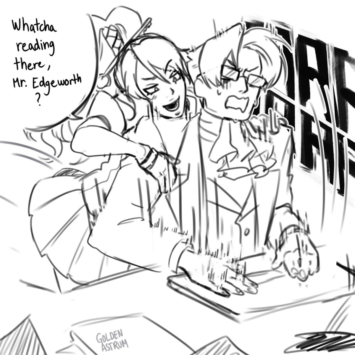 goldenastrum's tweet photo. [ ace attorney ] someone's getting a little too distracted at work https://t.co/qteQSWLJW4