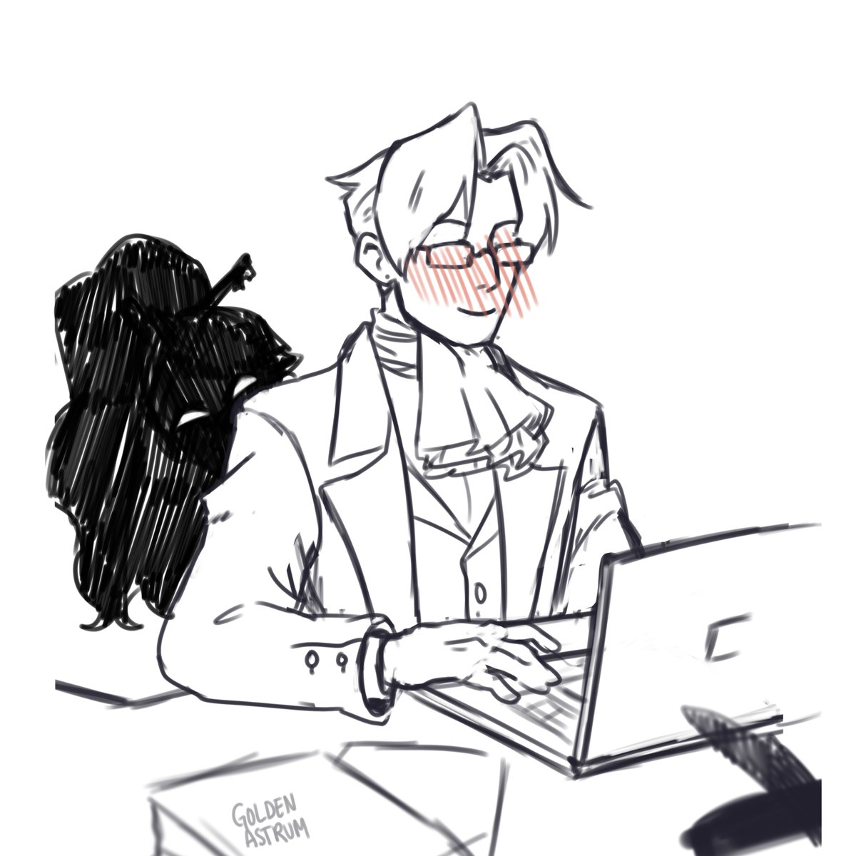 goldenastrum's tweet photo. [ ace attorney ] someone's getting a little too distracted at work https://t.co/qteQSWLJW4