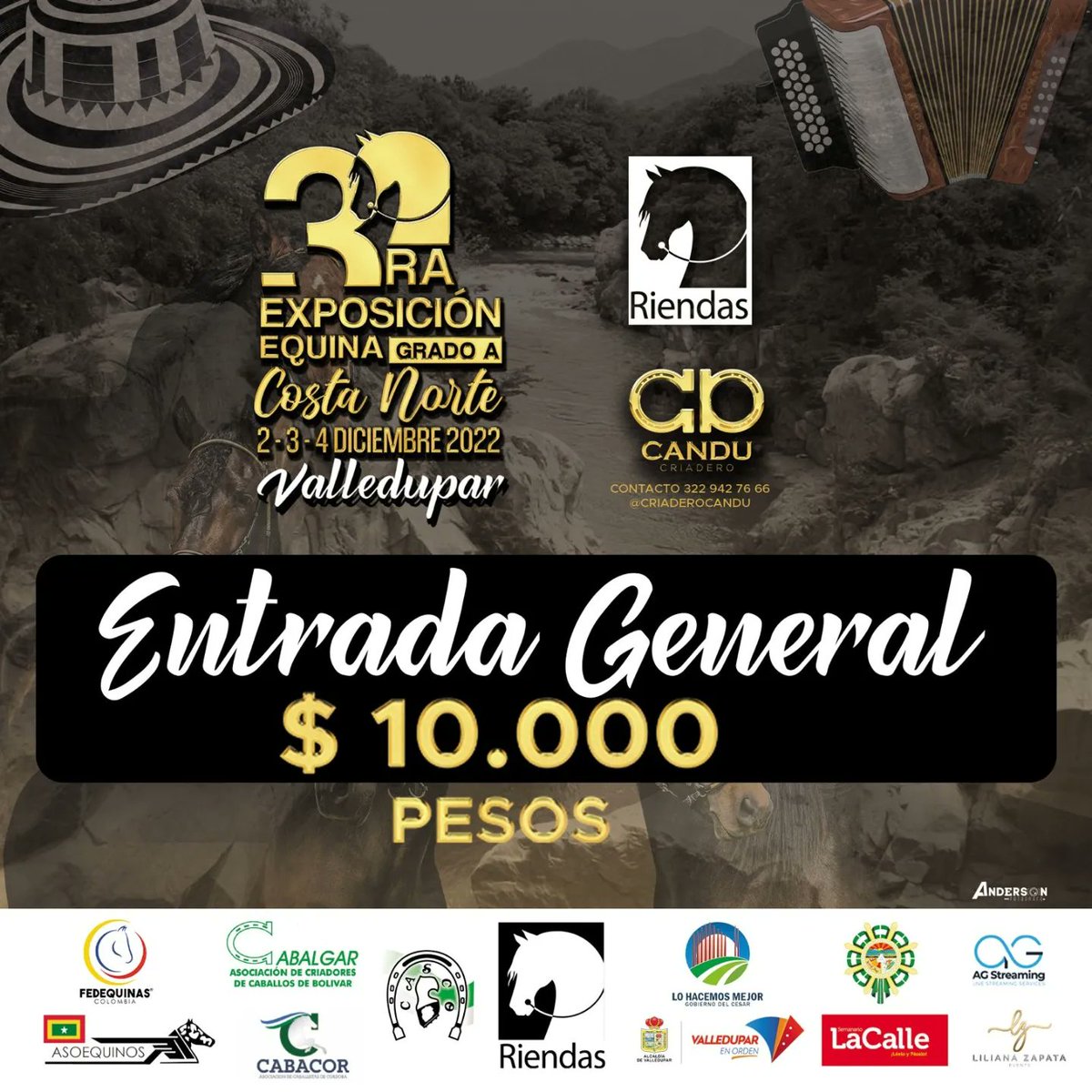 RiendasCesar's tweet photo. Invitamos al público en general para que nos acompañe a disfrutar del mejor espectáculo del Caballo Criollo Colombiano en nuestra Feria Equina Grado A Costa Norte, 2 3 y 4 de diciembre. https://t.co/ML9YOiHKSg