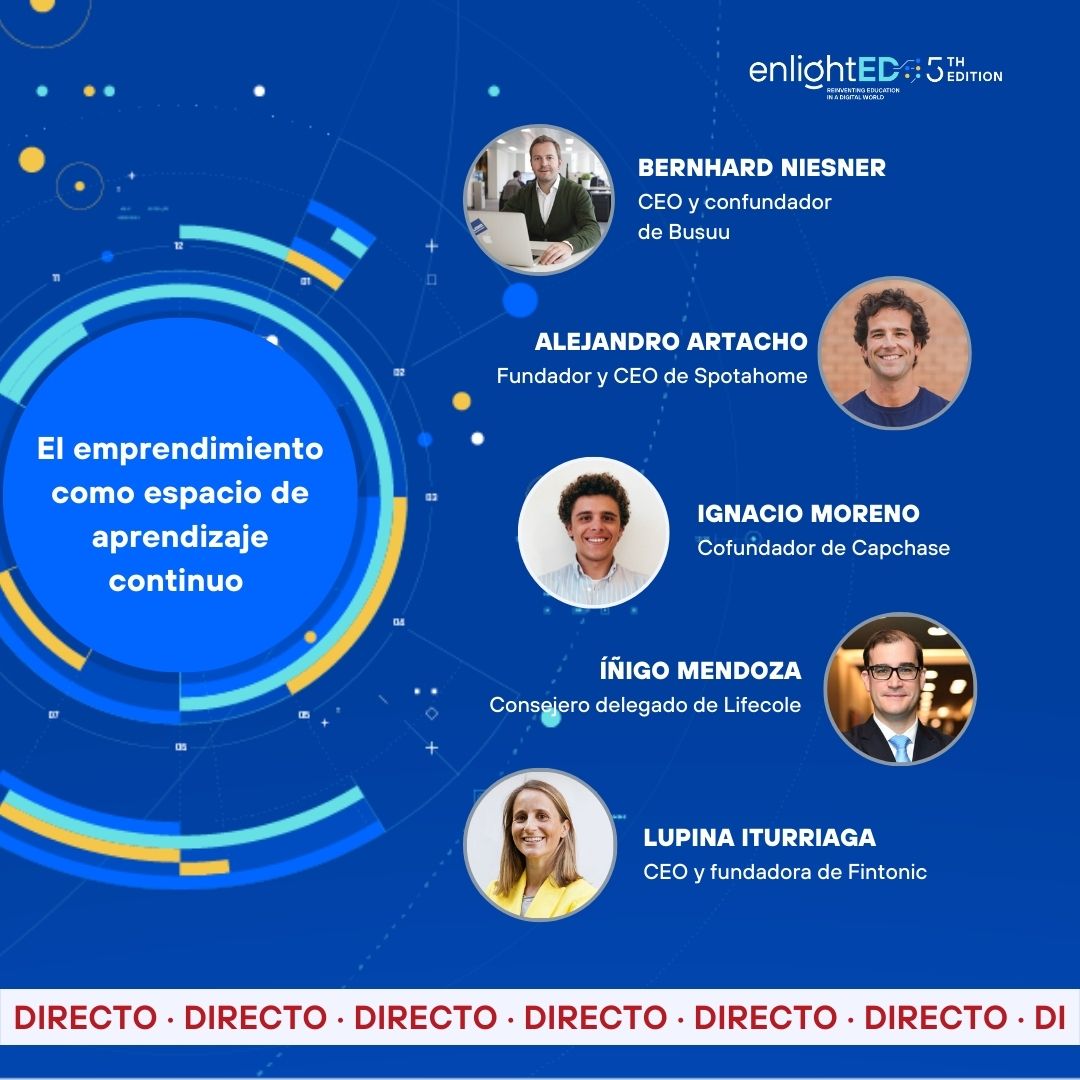 enlightED (@enlight_ed) on Twitter photo 🔴DIRECTO
Seguimos en #enlightED 2022 hablando sobre emprendimiento como espacio de aprendizaje continuo con:
🔹<a href="/Ale_Artacho/">Alejandro Artacho</a>, de <a href="/Spotahome/">Spotahome</a>
🔹Iñigo Mendoza, de @LifeColeEdu
🔹Ignacio Moreno, de <a href="/Capchase/">Capchase</a>
🔹<a href="/LupinaIturriaga/">Lupina Iturriaga</a>, de <a href="/FINTONIC/">Fintonic</a>
➡️Síguelo en youtu.be/V_HJmmBbysE 🔴DIRECTO
Seguimos en #enlightED 2022 hablando sobre emprendimiento como espacio de aprendizaje continuo con:
🔹<a href="/Ale_Artacho/">Alejandro Artacho</a>, de <a href="/Spotahome/">Spotahome</a>
🔹Iñigo Mendoza, de @LifeColeEdu
🔹Ignacio Moreno, de <a href="/Capchase/">Capchase</a>
🔹<a href="/LupinaIturriaga/">Lupina Iturriaga</a>, de <a href="/FINTONIC/">Fintonic</a>
➡️Síguelo en youtu.be/V_HJmmBbysE