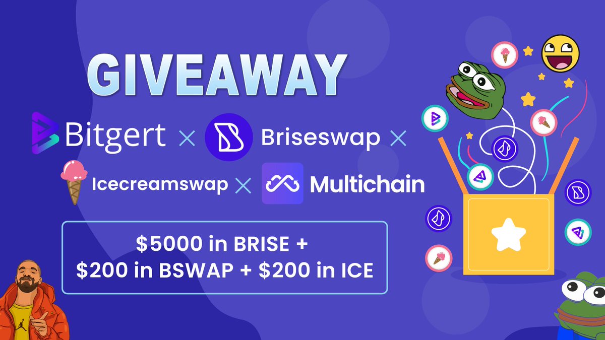Multichain (Previously Anyswap) (@multichainorg) on Twitter photo 🪅#Giveaway Arrives!
Multichain x <a href="/bitgertbrise/">Bitgert - $BRISE</a> x <a href="/Brisepadco/">Brisepad</a> x <a href="/icecream_swap/">IceCreamSwap</a>
To celebrate the integration w/<a href="/bitgertbrise/">Bitgert - $BRISE</a> and the collaboration w/Bitgert community, together we are running an event to thank all of the followers!
🏆$5,400 to 150 ppls! 🔽
gleam.io/competitions/j… 🪅#Giveaway Arrives!
Multichain x <a href="/bitgertbrise/">Bitgert - $BRISE</a> x <a href="/Brisepadco/">Brisepad</a> x <a href="/icecream_swap/">IceCreamSwap</a>
To celebrate the integration w/<a href="/bitgertbrise/">Bitgert - $BRISE</a> and the collaboration w/Bitgert community, together we are running an event to thank all of the followers!
🏆$5,400 to 150 ppls! 🔽
gleam.io/competitions/j…