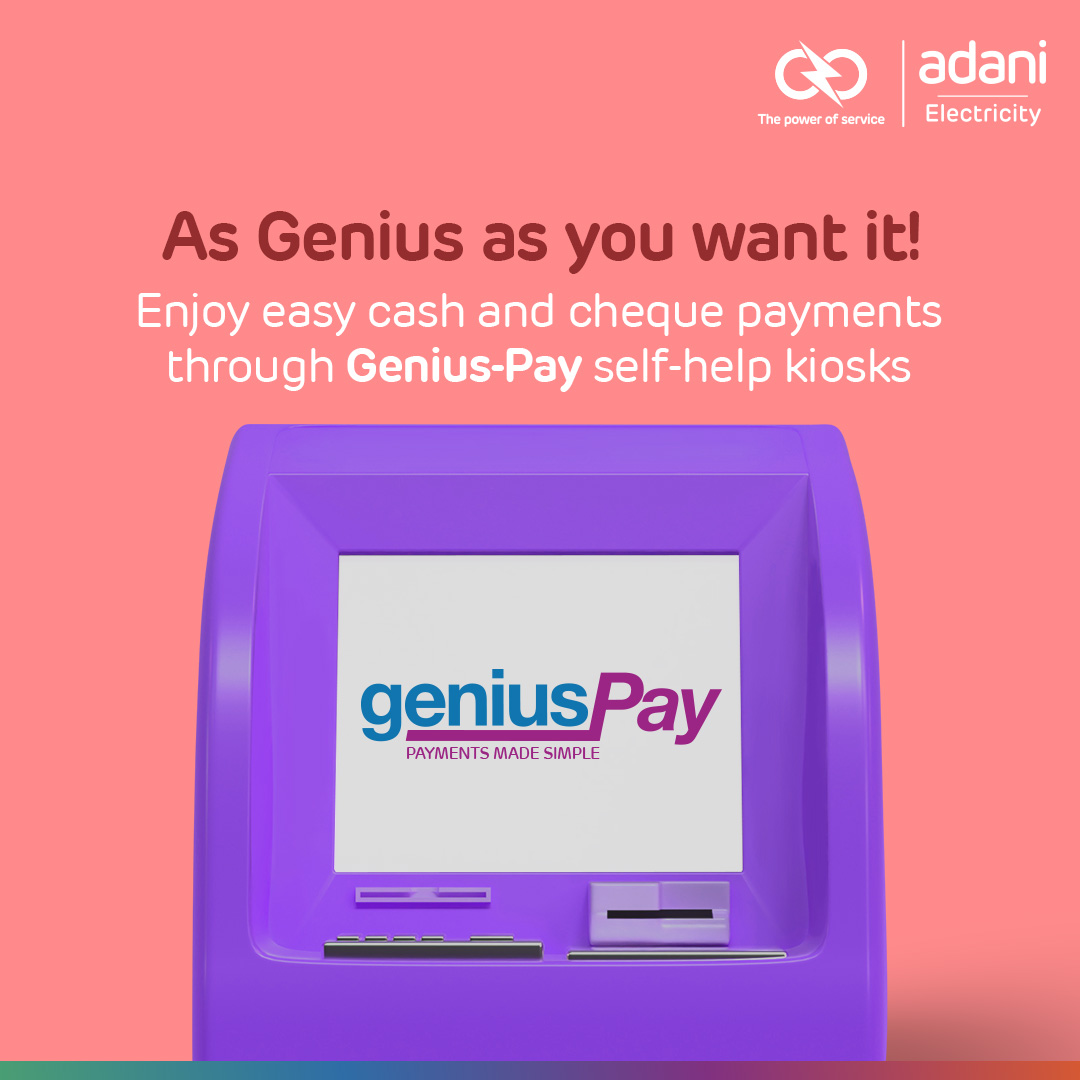 Adani_Elec_Mum's tweet photo. Why choose the long way when you can use Genius-Pay? Now enjoy the convenience of making your electricity bill payments with Genius-Pay self-help kiosks in a few simple steps.
#AdaniElectricity #GeniusPay #SelfHelpKiosks #BillPayments https://t.co/jt0k8eyu66