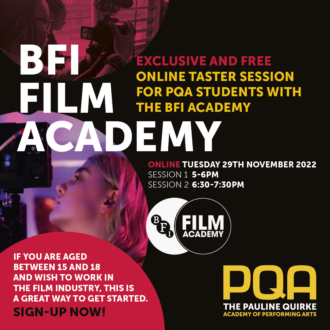We are joining forces with the BFI Academy once again to are run more FREE online taster workshop sessions exclusively for PQA students aged 16-18. For more info: ow.ly/7l4l50LEQRB 🎬💛