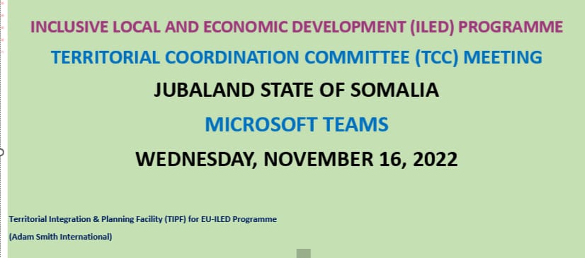 MoPICJubaland's tweet photo. MoP has today facilitated Jubaland’s TCC meeting virtually. DG @AyanleHusseinO of MoP chaired the meeting which was attended by all ILED Implementing Partners &amp; line ministries to discuss the program’s latest dvt including challenges &amp; planned activities
#TIPF_ASI
@EU_in_Somalia https://t.co/HeSkl9vYng