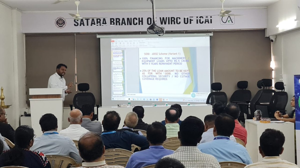 sidbiofficial's tweet photo. The bus of #ICAIMSMEYatra reached Satara. The role of #SIDBI in developing #MSMEecosystem in the country, #Digitisation of #creditprocess and various #directcredit schemes were presented to existing #Entrepreneurs and #Aspiring entrepreneurs.
#SIDBIMSME #DigitalBankingUnit #MSME https://t.co/key0Hd2tJ5