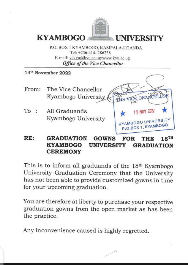 kyambogou's tweet photo. Notice to all the Graduands of the 18th Graduation Ceremony https://t.co/GheWxdWbLe