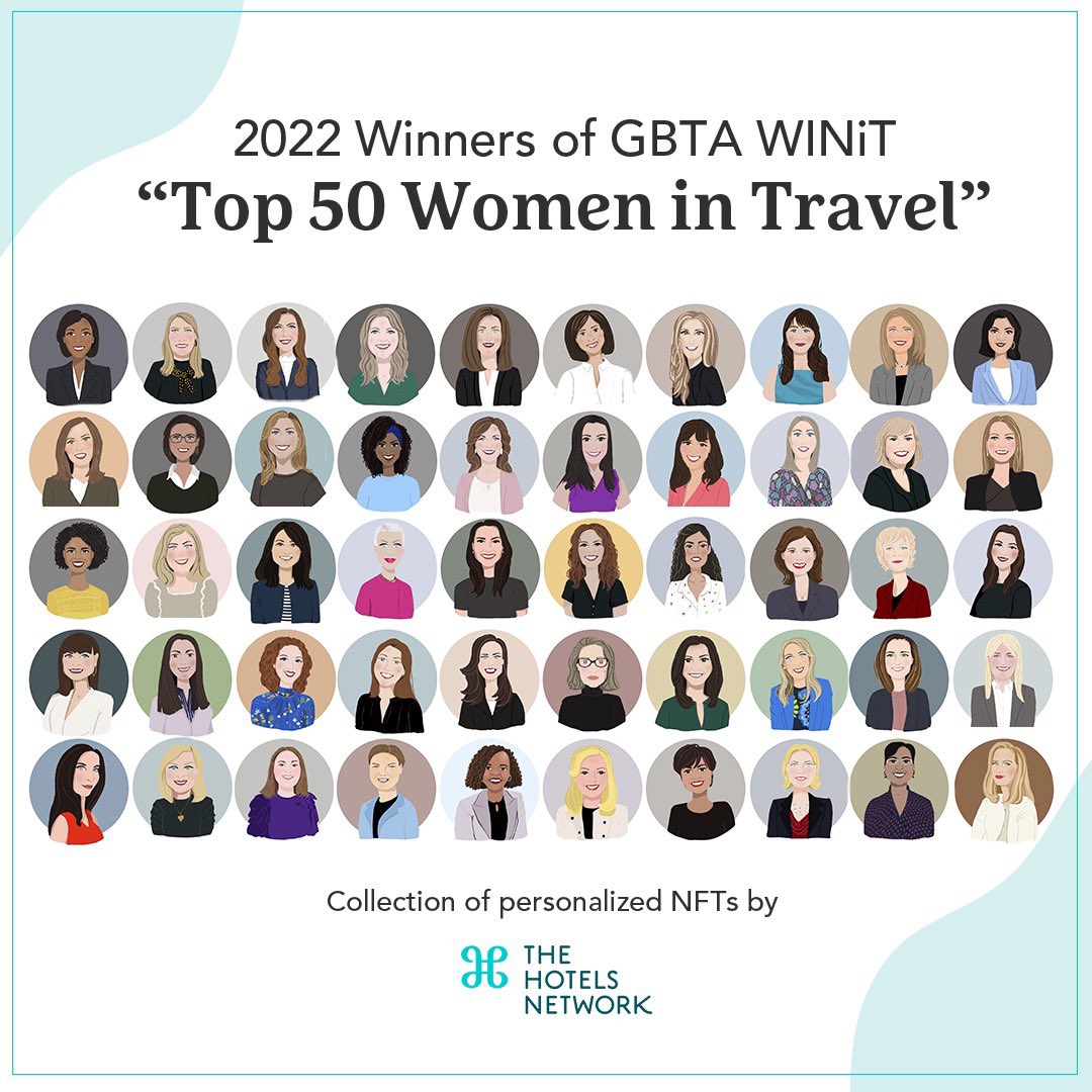 The Top 50 Women in Travel have been named by GBTA WINiT. To honor these inspiration women, THN created a personalized collection of NFTs to recognize their success in the field. Congrats to our very own @mdeblanco for the accomplishment! 

Read more 👉 hospitalitynet.org/news/4113285.h…