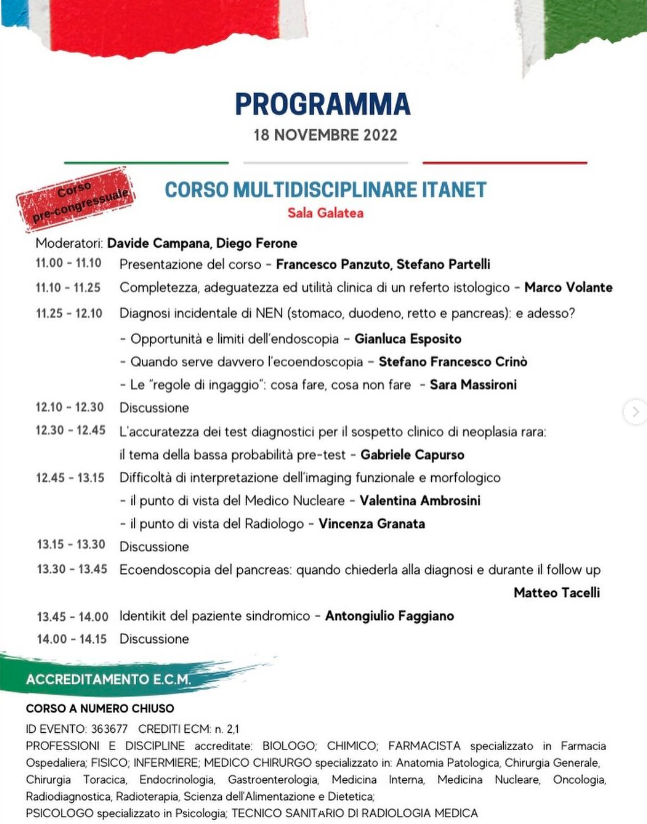 Itanetofficial's tweet photo. Corsi pre-congressuali venerdì 18:

📌Corso multidisciplinare ITANET
📌ITANET per i pazienti

📍Centro congressi della Stazione Marittima di Napoli
#itanet #congressonazionaleitanet #neuroendocrini #neuroendocrinetumors #neuroendocrinecancer

https://t.co/0QohbRPOBr https://t.co/Dv2iMvztOY