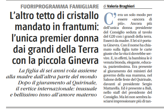 OrtigiaP's tweet photo. QUALSIASI SCELTA AVESSE FATTO L'AVREBBERO CRITICATA..@GiorgiaMeloni  ha scelto come sempre seguendo l'istinto e il cuore e si è portata la piccola Ginevra .. grazie #Braghieri per aver colto il lato  più vicino a noi donne e mamme contrariamente al livore che la sinistra esprime https://t.co/DhWN6l5scK
