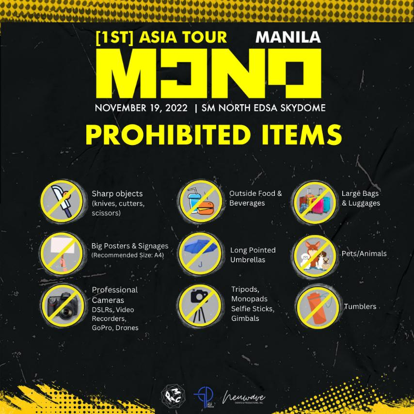 3 days before the #MCNDinManila
Here are the event guidelines that need to be followed for the event 📝
See you all on Nov 19 at the SM North Edsa, Skydome for their first Asia tour!

Grab your tickets at smtickets.com and Ticket outlets.

#MCNDinManila
#NeuwaveEvents