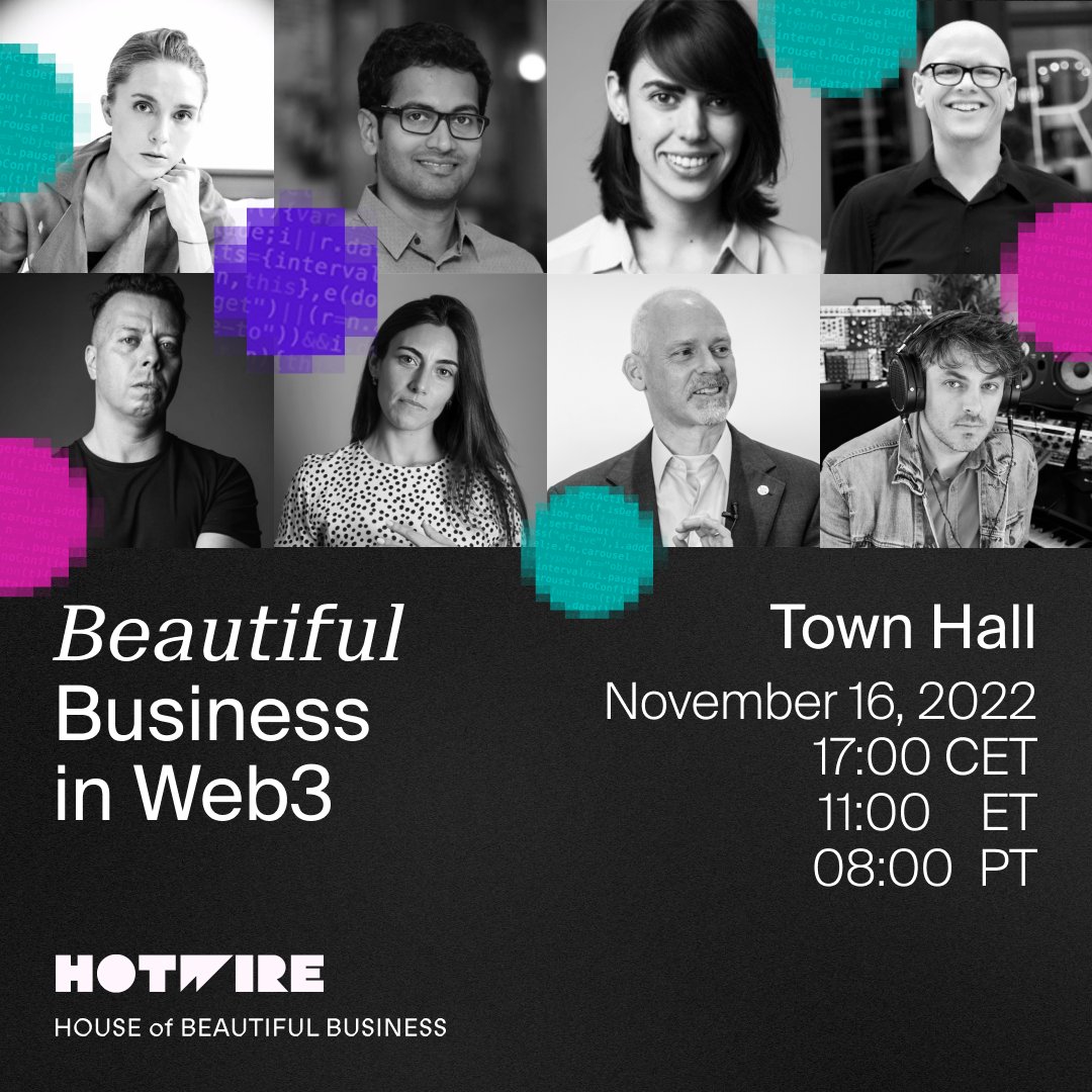 House of Beautiful Business (@hobbtweets) on Twitter photo In a few hours, we’ll be going live with <a href="/HotwireGlobal/">Hotwire</a>, <a href="/Joana_Eth/">Joan Andrea</a>, <a href="/IdaKymmer/">Ida Kymmer</a>, <a href="/Jess_de_Jesus/">Jesse de Jesus de Pinho Pinhal ツ</a>, and others—to have the last word on #BeatifulWeb3!
Sign up and join us on the Web2-but-gold Zoom, free of charge: houseofbeautifulbusiness.zoom.us/meeting/regist…. In a few hours, we’ll be going live with <a href="/HotwireGlobal/">Hotwire</a>, <a href="/Joana_Eth/">Joan Andrea</a>, <a href="/IdaKymmer/">Ida Kymmer</a>, <a href="/Jess_de_Jesus/">Jesse de Jesus de Pinho Pinhal ツ</a>, and others—to have the last word on #BeatifulWeb3!
Sign up and join us on the Web2-but-gold Zoom, free of charge: houseofbeautifulbusiness.zoom.us/meeting/regist….