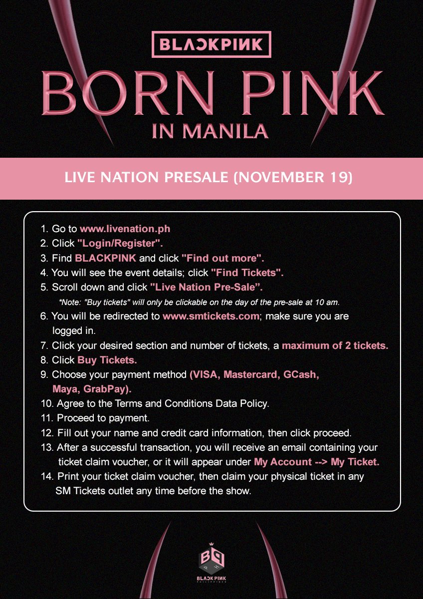 BLACKPINK PH 🇵🇭 on Twitter: "2. LIVE NATION PRESALE ‼️Creating an